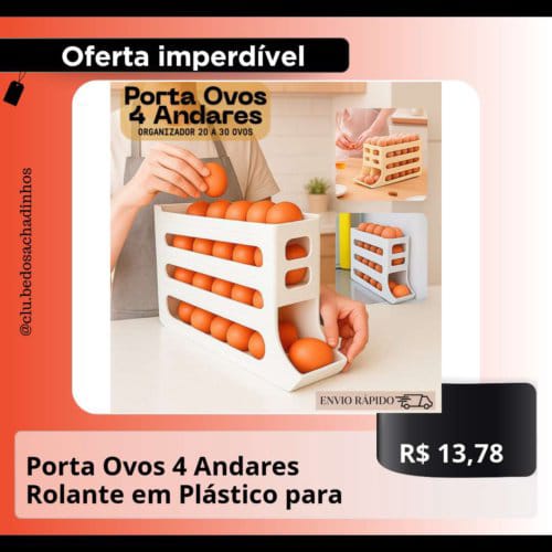 Porta Ovos 4 Andares Rolante em Plástico