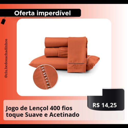 Jogo de Lençol 400 fios toque Suave e Acetinado